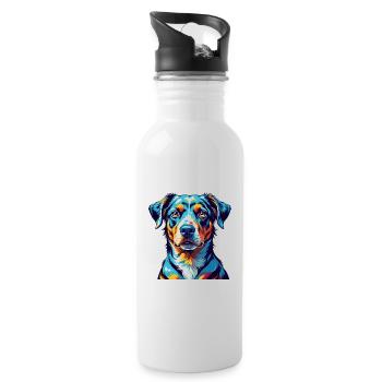 Catahoula Cur Dog Breed Colorful Cartoon Kawaii - Water bottle with straw - white - Right
