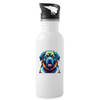 Caucasian Shepherd Dog Breed Cartoon Kawaii - Water bottle with straw - white - Right