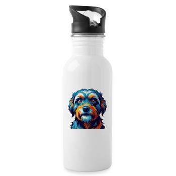 Dandie Dinmont Terrier Dog Breed Cartoon Kawaii - Water bottle with straw - white - Right