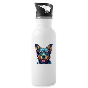 Cesky Fousek Race Chien Coloré Dessin Animé Kawaii - Gourde avec paille intégrée - blanc - Droite