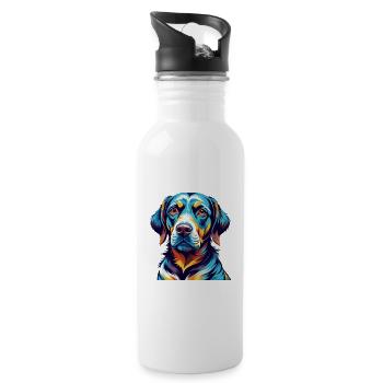 Bruno Jura Hound Hund Rasse Bunte Karikatur Kawaii - Trinkflasche mit integriertem Trinkhalm - Weiß - Rechts