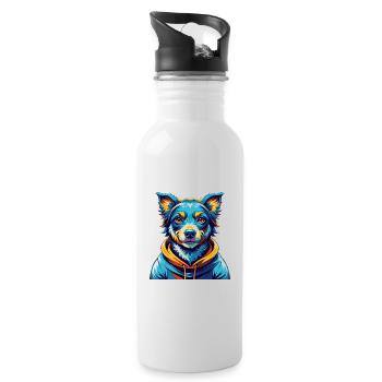 Dunker Hunderasse Bunt Karikatur Kawaii - Trinkflasche mit integriertem Trinkhalm - Weiß - Rechts