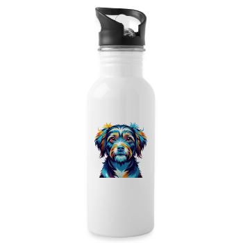 Elou Dog Breed Colorful Watercolor Cartoon Kawaii - Water bottle with straw - white - Right