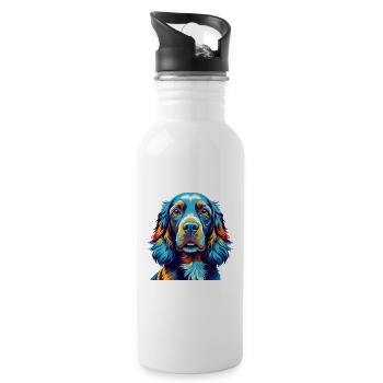Field Spaniel Hunderasse Bunt Karikatur Kawaii - Trinkflasche mit integriertem Trinkhalm - Weiß - Rechts