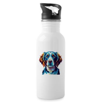 French Brittany Dog Breed Colorful Cartoon Kawaii - Water bottle with straw - white - Right