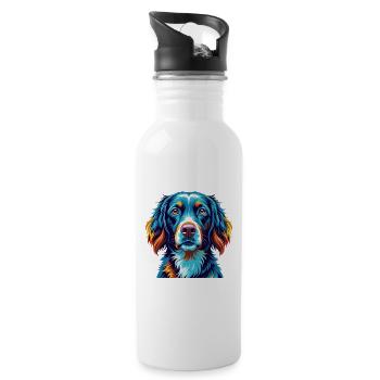 German Longhaired Pointer Dog Breed Cartoon Kawaii - Water bottle with straw - white - Right