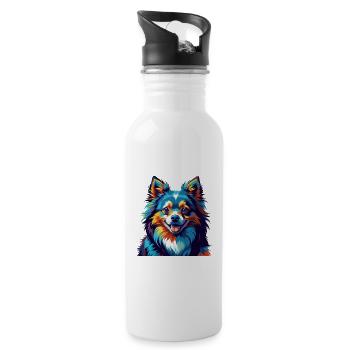 Deutsche Spitz Hunderasse Bunte Karikatur Kawaii - Trinkflasche mit integriertem Trinkhalm - Weiß - Rechts