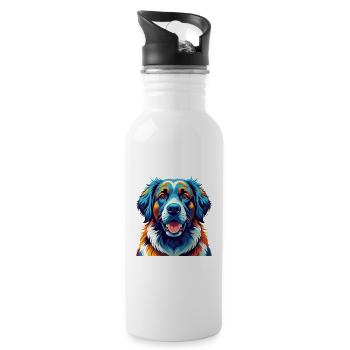 Große Pyrenäen Hunderasse Bunte Karikatur Kawaii - Trinkflasche mit integriertem Trinkhalm - Weiß - Rechts