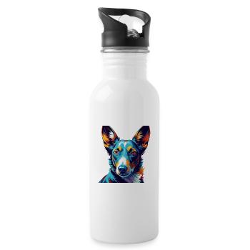 Ibizan Hound Dog Breed Colorful Cartoon Kawaii - Water bottle with straw - white - Right