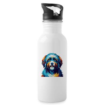 Race de chien havanais, dessin animé coloré, Kawaii - Gourde avec paille intégrée - blanc - Droite