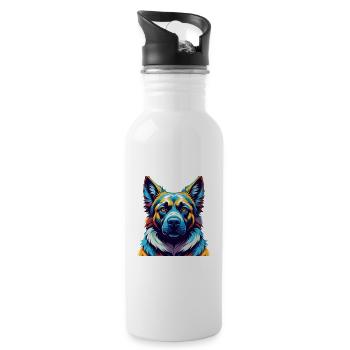 Kangal Chien Race Coloré Dessin Animé Kawaii - Gourde avec paille intégrée - blanc - Droite