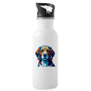 Kerry Beagle Dog Breed Colorful Cartoon Kawaii - Water bottle with straw - white - Right
