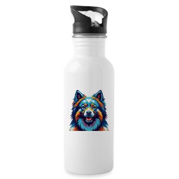 Keeshond Hunderasse Bunte Karikatur Kawaii - Trinkflasche mit integriertem Trinkhalm - Weiß - Rechts