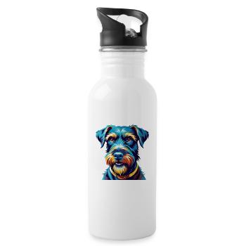 Kerry Blue Terrier Hunderasse Karikatur Kawaii - Trinkflasche mit integriertem Trinkhalm - Weiß - Rechts