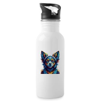 Kyi Leo Hunderasse Bunte Karikatur Kawaii - Trinkflasche mit integriertem Trinkhalm - Weiß - Rechts