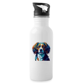 Kooikerhondje race de chien coloré dessin animé Kawaii - Gourde avec paille intégrée - blanc - Droite