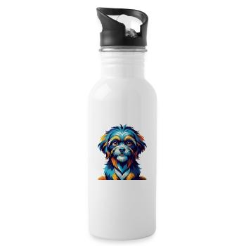 Lowchen Little Lion Dog Breed Cartoon Kawaii - Water bottle with straw - white - Right