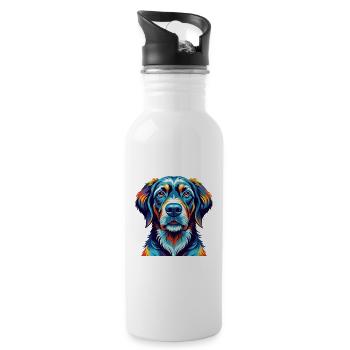 Majestic Tree Hound Dog Breed Cartoon Kawaii - Water bottle with straw - white - Right