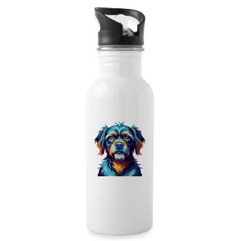 Griffon Bleu De Gascogne Dog Breed Cartoon Kawaii - Water bottle with straw - white - Right