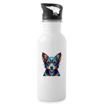 Miniature Fox Terrier Dog Breed Cartoon Kawaii - Water bottle with straw - white - Right