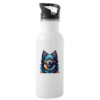 Japanische Spitz Hunderasse Bunte Karikatur Kawaii - Trinkflasche mit integriertem Trinkhalm - Weiß - Rechts