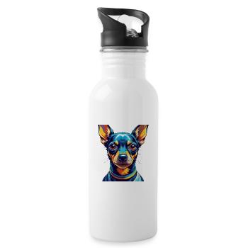 Miniatur Pinscher Hunderasse Cartoon Kawaii - Trinkflasche mit integriertem Trinkhalm - Weiß - Rechts