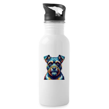 Schnauzer miniature race de chien dessin animé Kawaii - Gourde avec paille intégrée - blanc - Droite