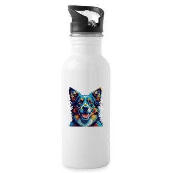 Garafian Shepherd Dog Breed Cartoon Kawaii - Water bottle with straw - white - Right