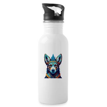 Hare Indian Dog Breed Colorful Cartoon Kawaii - Water bottle with straw - white - Right