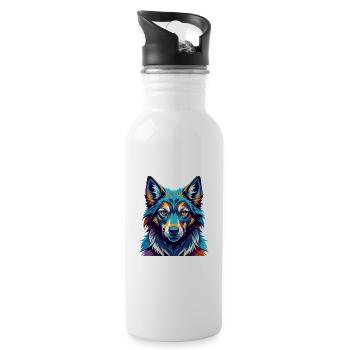 Czechoslovak Wolfdog Breed Colorful Cartoon Kawaii - Water bottle with straw - white - Right