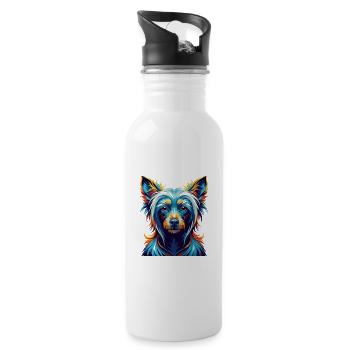 Chinesische Schopfhunderasse Bunte Karikatur Kawaii - Trinkflasche mit integriertem Trinkhalm - Weiß - Rechts