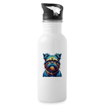 Griffon de Bruxelles Race de chien Dessin animé coloré Kawaii - Gourde avec paille intégrée - blanc - Droite