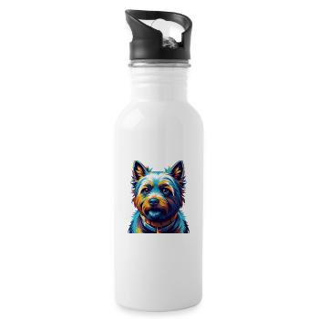Cairn Terrier Chien Race Coloré Dessin Animé Kawaii - Gourde avec paille intégrée - blanc - Droite