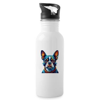Boston Terrier Chien Race Coloré Dessin Animé Kawaii - Gourde avec paille intégrée - blanc - Droite