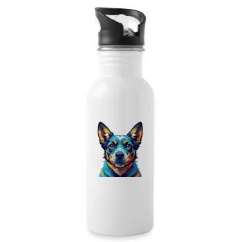 Blue Heeler Dog Breed Colorful Cartoon Kawaii - Water bottle with straw - white - Right
