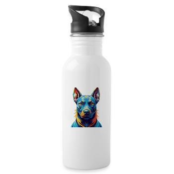 Bleu Thai Ridgeback Chien Race Dessin Animé Kawaii - Gourde avec paille intégrée - blanc - Droite