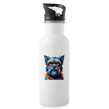 Griffon belge Chien Race Coloré Dessin animé Kawaii - Gourde avec paille intégrée - blanc - Droite