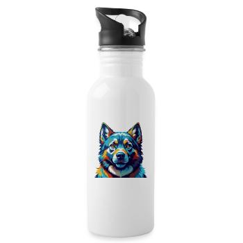Norwegischer Elchhund Hunderasse Karikatur Kawaii - Trinkflasche mit integriertem Trinkhalm - Weiß - Rechts