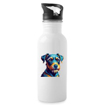 Patterdale Terrier Dog Breed Cartoon Kawaii - Water bottle with straw - white - Right