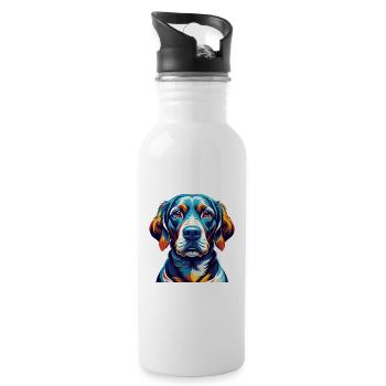Pointer Dog Breed Colorful Cartoon Kawaii - Water bottle with straw - white - Right