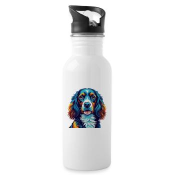 Picardy Spaniel Dog Breed Colorful Cartoon Kawaii - Water bottle with straw - white - Right