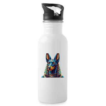 Pharaoh Hound Dog Breed Colorful Cartoon Kawaii - Water bottle with straw - white - Right