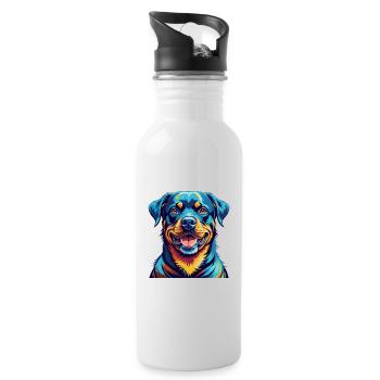 Rottweiler Hunderasse Bunt Karikatur Kawaii - Trinkflasche mit integriertem Trinkhalm - Weiß - Rechts