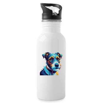 Parson Russell Terrier Dog Breed Cartoon Kawaii - Water bottle with straw - white - Right