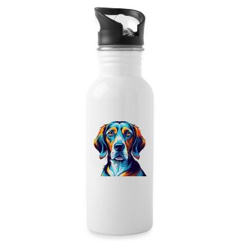 Chien de chasse polonais Chien race Dessin animé Kawaii - Gourde avec paille intégrée - blanc - Droite