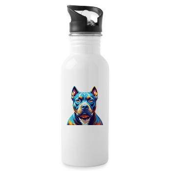 Pitbull Dog Breed Colorful Cartoon Kawaii - Water bottle with straw - white - Right