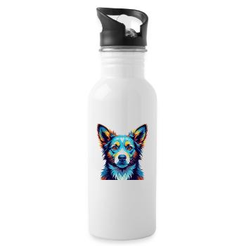 Portugiesische Podengo Hunderasse Karikatur Kawaii - Trinkflasche mit integriertem Trinkhalm - Weiß - Rechts