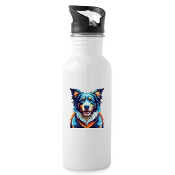 Picardy Sheepdog Breed Colorful Cartoon Kawaii - Water bottle with straw - white - Right