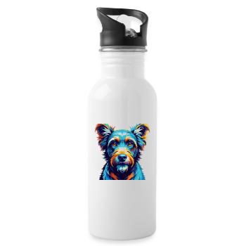 Pumi Hunderasse Buntes Aquarell Karikatur Kawaii - Trinkflasche mit integriertem Trinkhalm - Weiß - Rechts