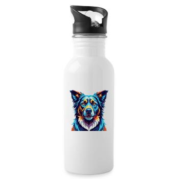 Schäferhund Hunderasse Bunte Karikatur Kawaii - Trinkflasche mit integriertem Trinkhalm - Weiß - Rechts